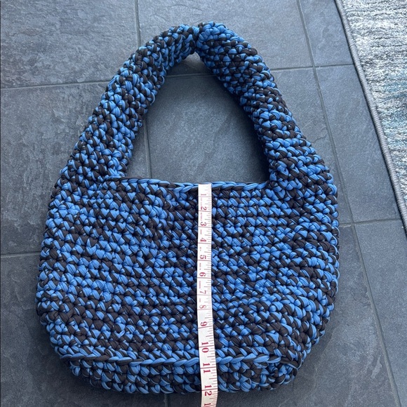 Blue and Dark Grey Handmade Crochet Women's Bag - Picture 6 of 9